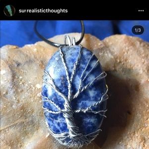 Wire wrapped tree of life sodalite stone